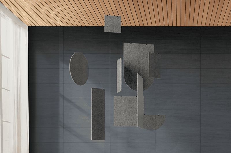 Die EASYfelt Baffle Elements bestehen aus vertikal hängenden Akustikelementen aus PET-Filz. Durch die offene, verticale Anordnung reduzieren sie Nachhall effektiv und verbessern die Sprachverständlichkeit in modernen Arbeitsumgebungen. Die Elemente eignen sich besonders für Büros, Besprechungsräume und hohe Räume, in denen eine leistungsstarke, platzsparende Akustiklösung gefragt ist.