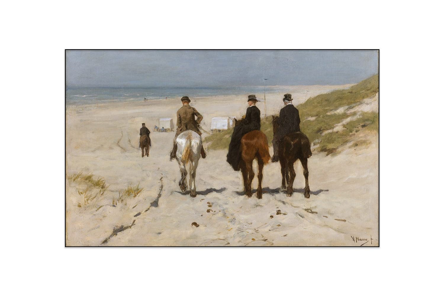 Akoestisch fotopaneel met Morgenrit langs het strand van Anton Mauve. Tijdloze kunst met een geluidsdempende werking.